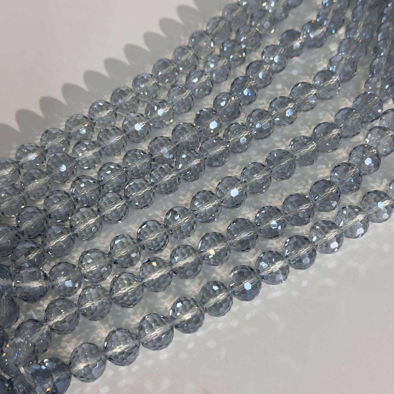 Бусины стеклянные размер 11,4мм цвет серо-голубой